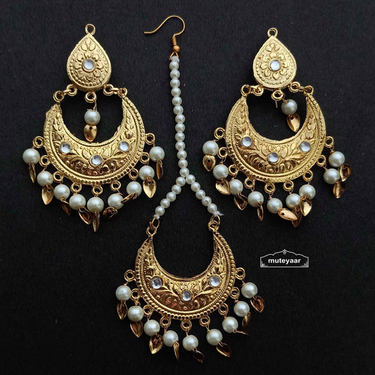 Golden Jadau Tikka Set J0638 - Different Colours Available