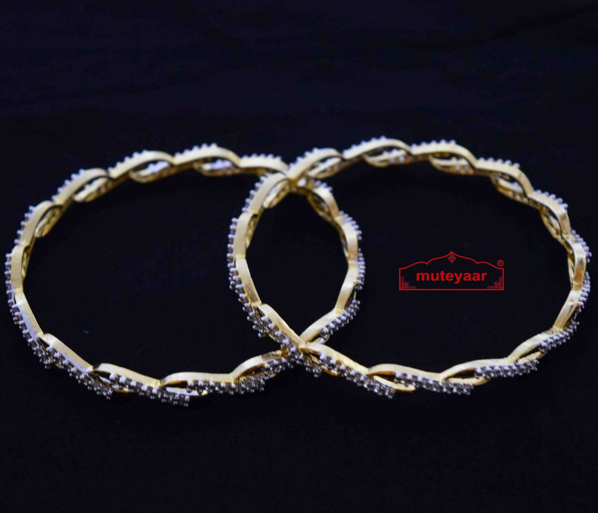 PJ- Mini Zircons Designer Bangles BN171 – Zircon Studded Kangan | Punjabi Bridal Jewellery