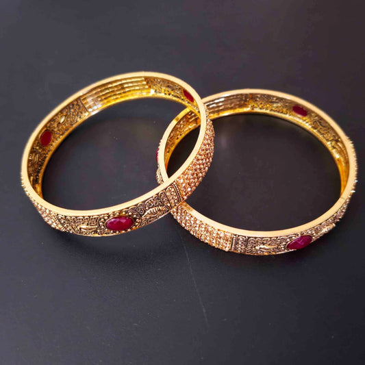 PJ- Gold Polish Designer Bangles BN176 – Golden Kangan Set | Punjabi Bridal Jewellery