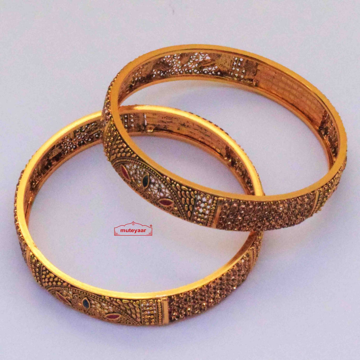 PJ- Cutwork Designer Bangles BN177 – Gold Polish Kangan Set | Punjabi Bridal Jewellery