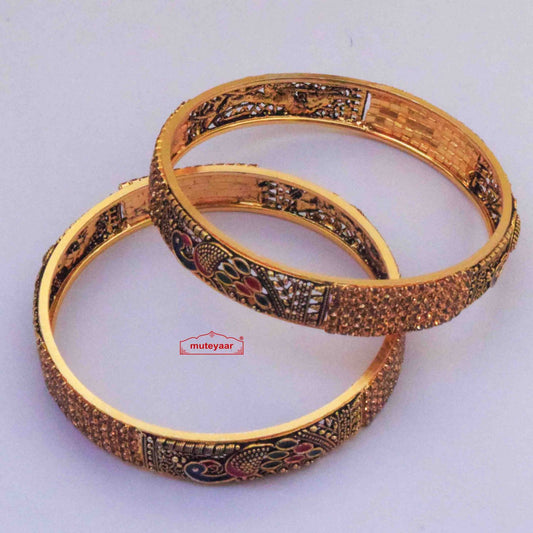 PJ- Cutwork Designer Bangles BN178 – Gold Polish Kangan Set | Punjabi Bridal Jewellery