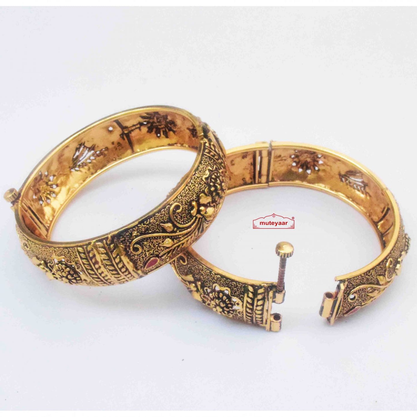 PJ- Antique Gold Polish Openable Bracelet Set BN181 | Punjabi Bridal Jewellery