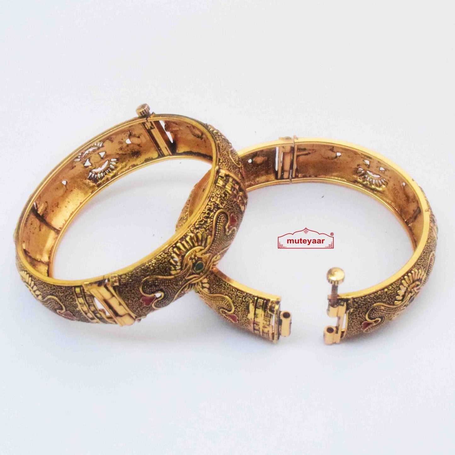 PJ- Antique Openable Bracelet Set BN183 | Punjabi Bridal Jewellery