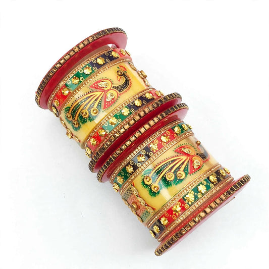 PJ- Multicolour Punjabi Suhag Chura CH023 – Bridal Wedding Chura Set | Punjabi Bridal Jewellery