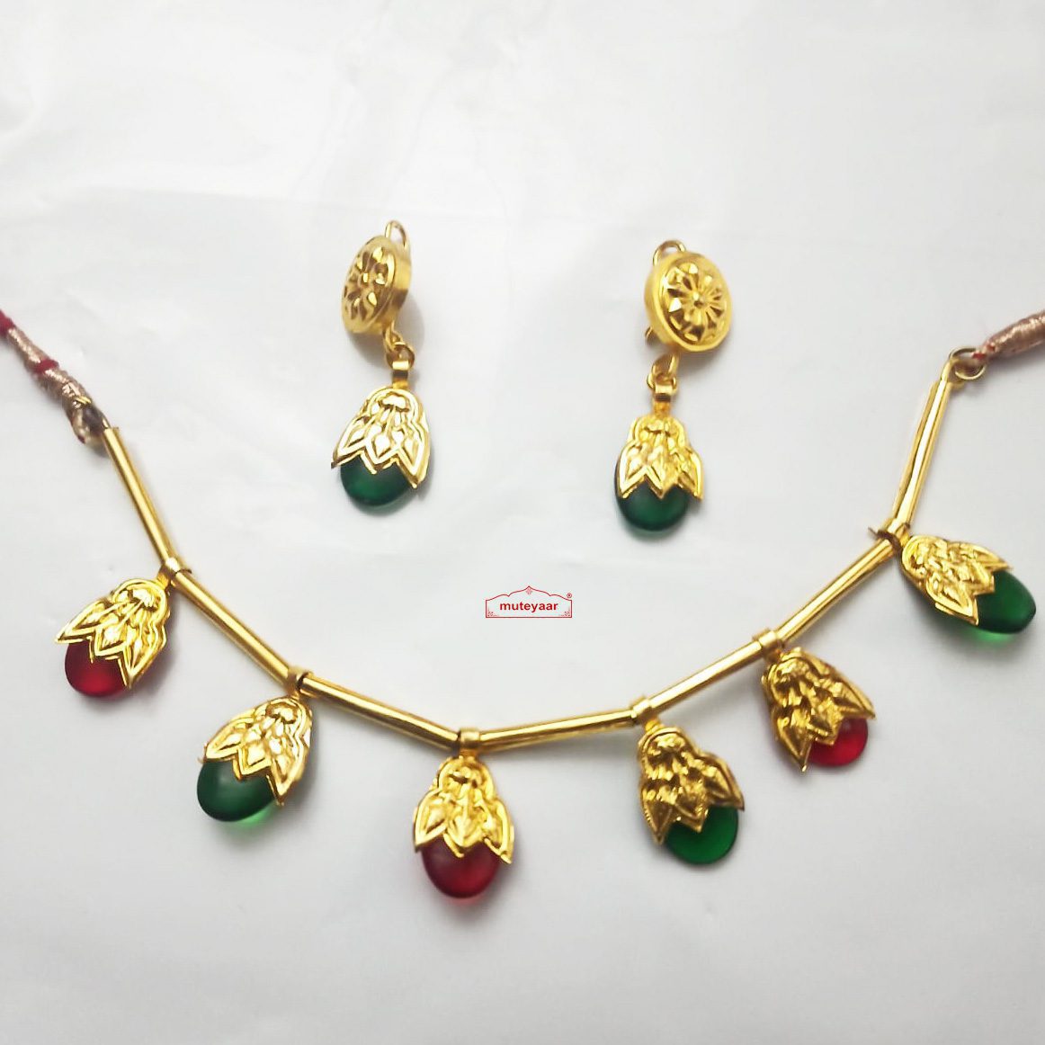 Real Gold Plated Punjabi Dakh Set – Handmade Ethnic Jewellery Custom Dakh Colours