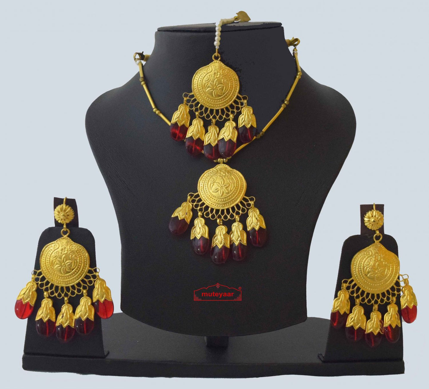 Original Gold Plated Dakh Jewellery Set J0210 | Handmade by Punjabi Artisans