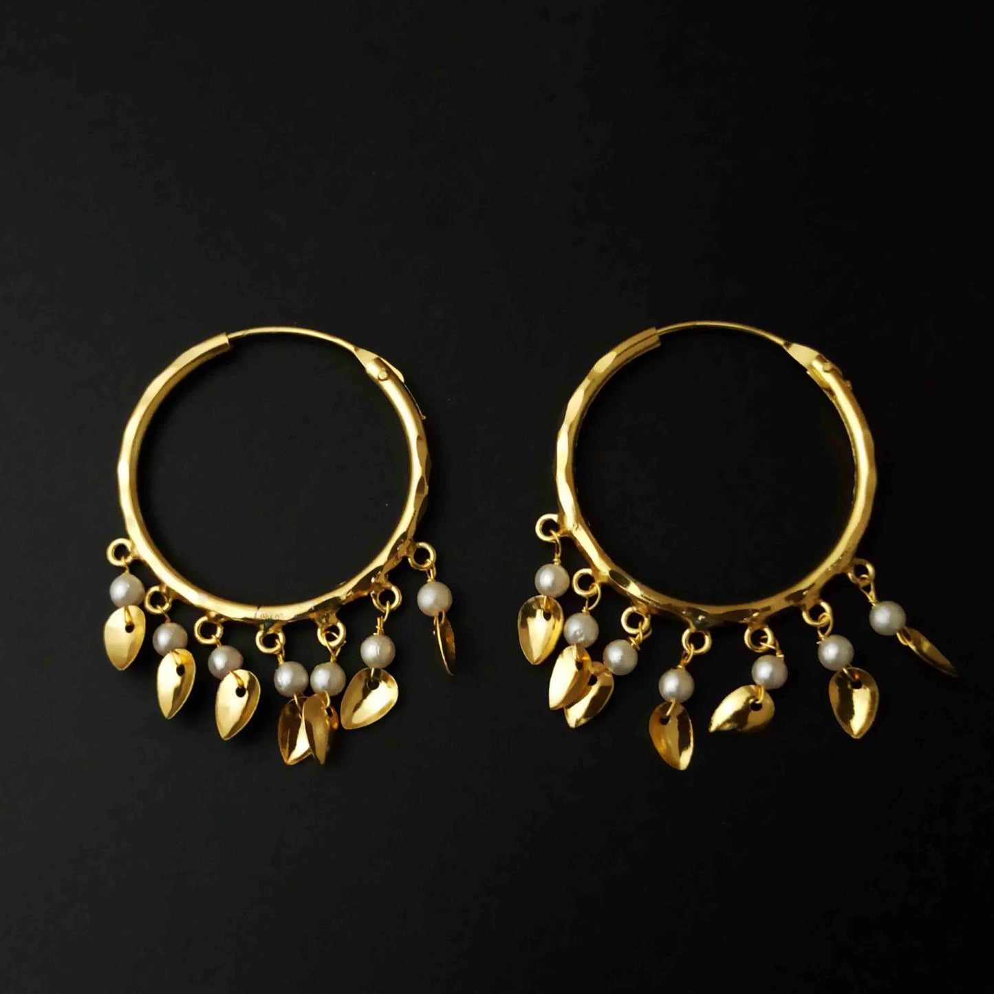 Punjabi Bali Moti Patti Earrings Set J0214 | Gold Polished Traditional Earrings