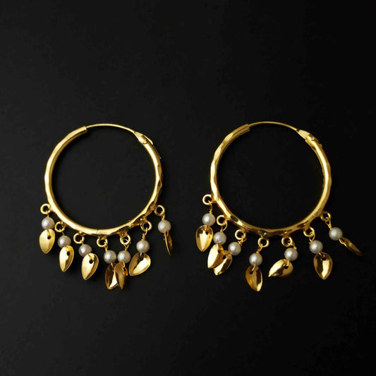 PJ- Punjabi Bali Moti Patti Earrings Set J0214 | Gold Polished Traditional Earrings | Punjabi Bridal Jewellery