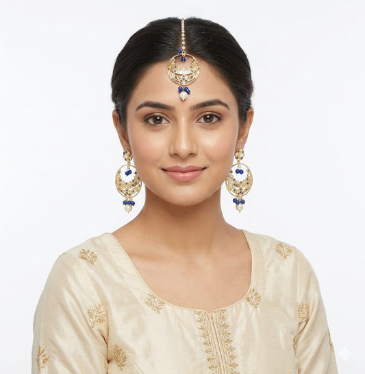 PJ- Gold Plated Tikka Earrings Set J0234 – Punjabi Tikka Jewellery Online | Punjabi Bridal Jewellery