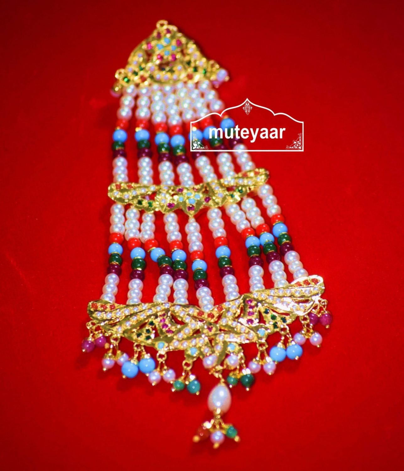 Jadau Punjabi Pasa Hair Accessory J0304 – Gold Polish Traditional Passa