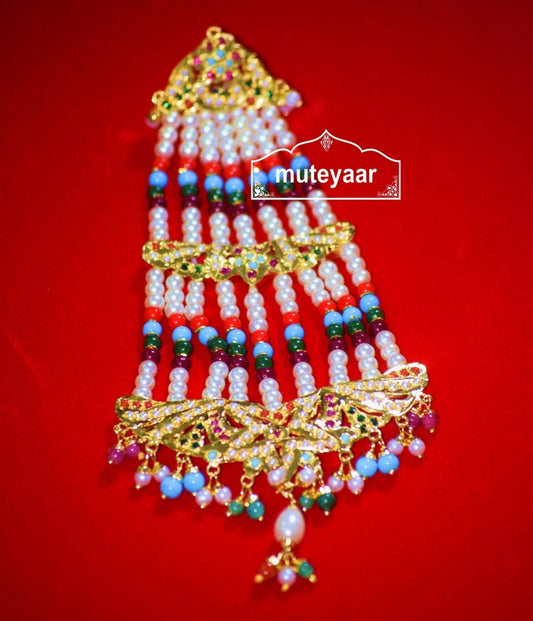 PJ- Jadau Punjabi Pasa Hair Accessory J0304 – Gold Polish Traditional Passa | Punjabi Bridal Jewellery