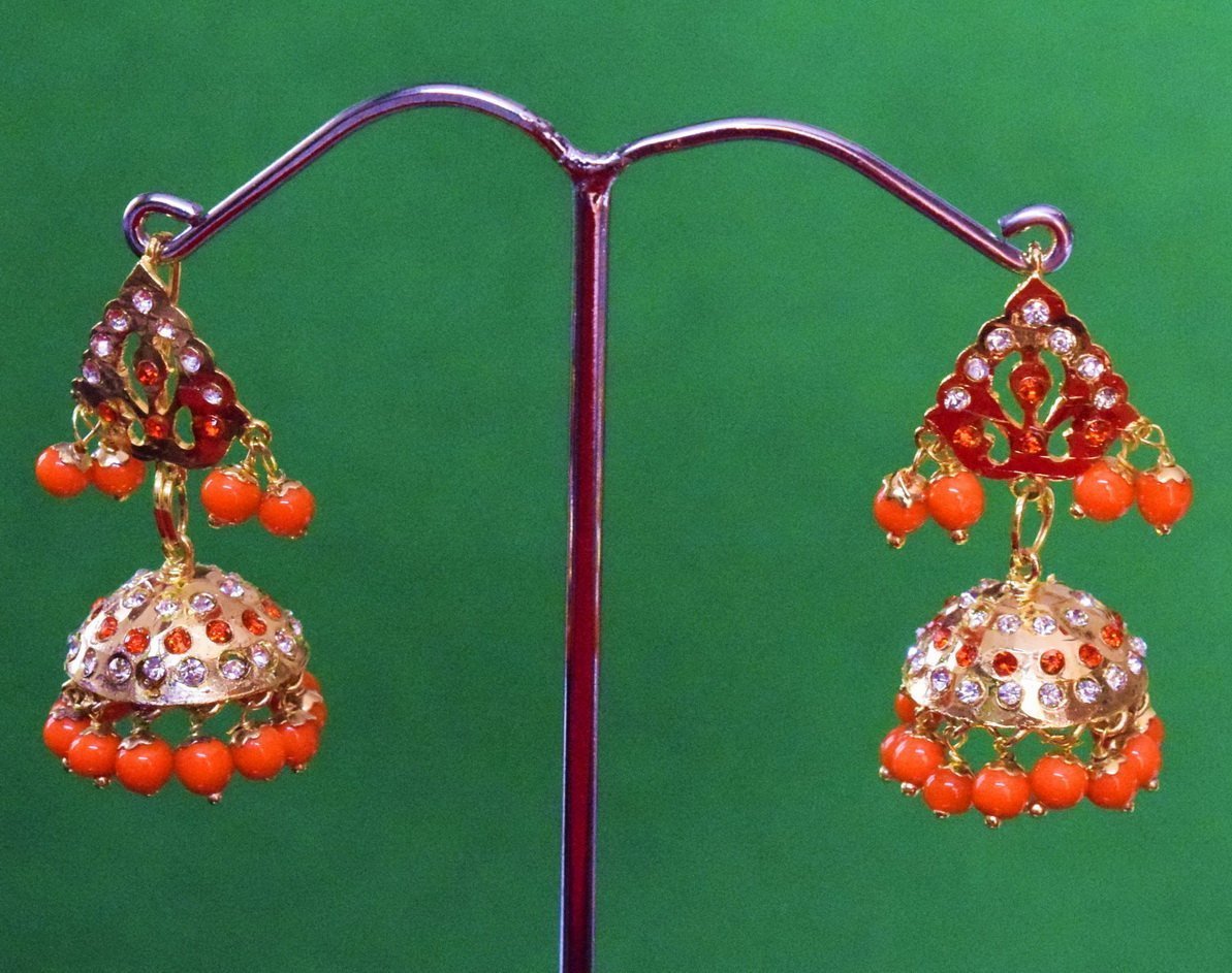 Jadau Gold Polished Punjabi Jhumki Earrings J0367 – Traditional 1.5 Inch Set