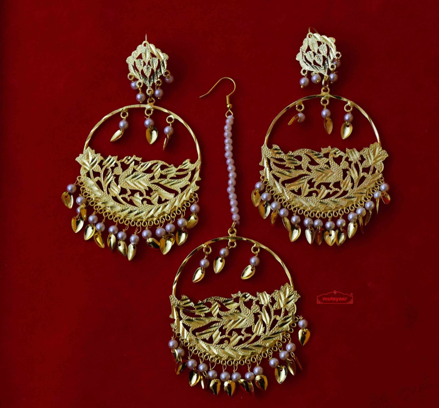 PJ- Punjabi Tikka Set with Matching Earrings J0509 | Maang Teeka Set | Punjabi Bridal Jewellery
