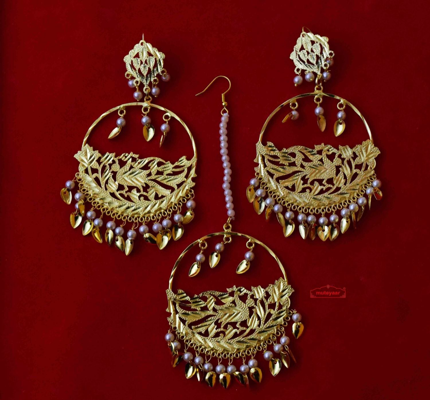 PJ- Punjabi Tikka Set with Matching Earrings J0509 | Maang Teeka Set | Punjabi Bridal Jewellery
