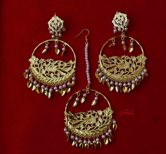 PJ- Punjabi Tikka Set with Matching Earrings J0509 | Maang Teeka Set | Punjabi Bridal Jewellery