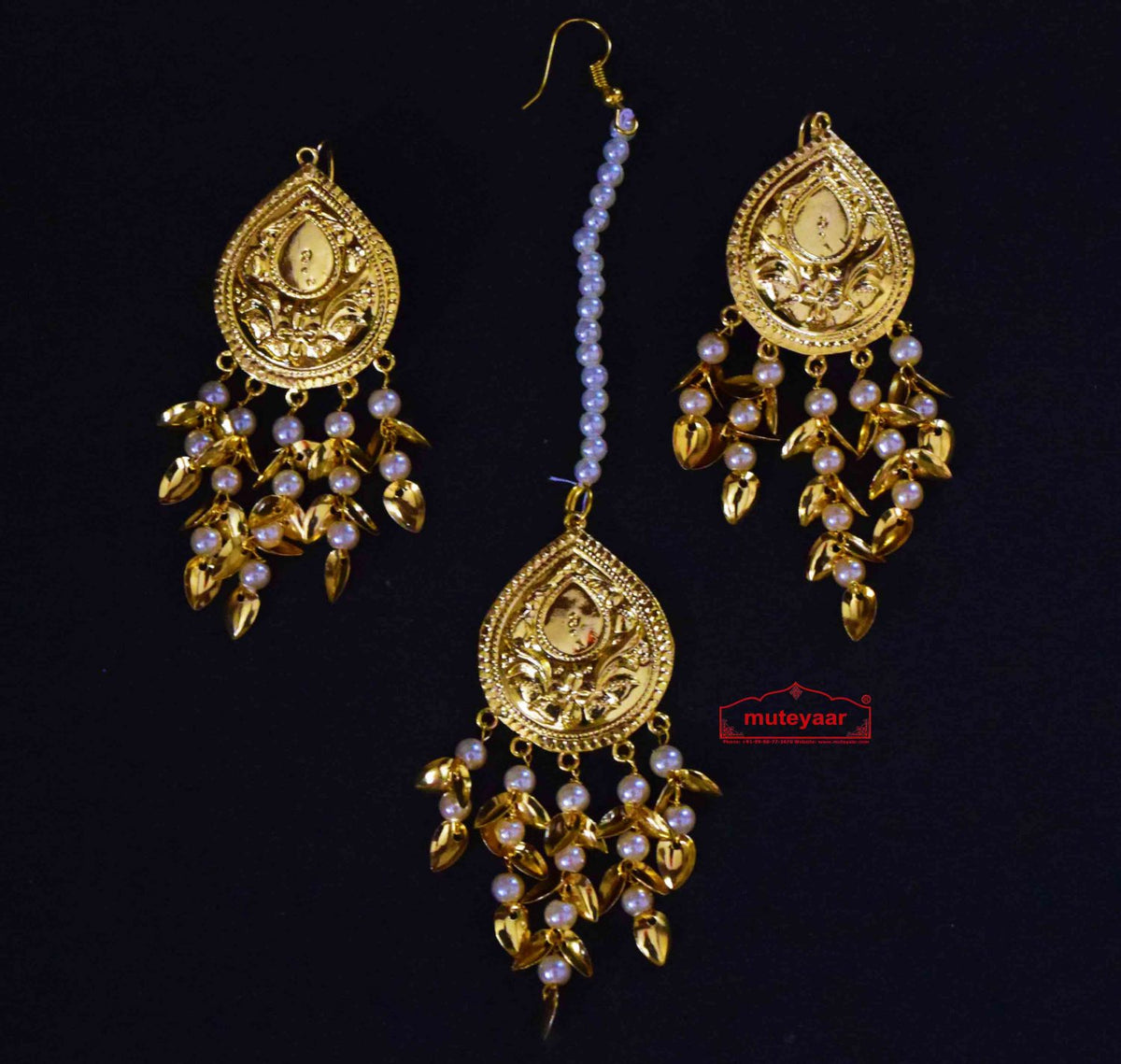 PJ- Tear Drop Tikka Earrings Set J0514 – Punjabi Tikka Jewellery Online | Punjabi Bridal Jewellery