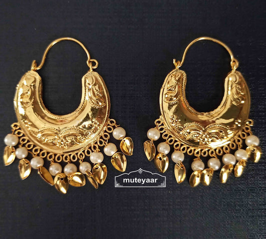 PJ- Golden Bucket Bali Earrings J0525 – Traditional Punjabi Bali with Pipal Patti 2.5 Inch | Punjabi Bridal Jewellery