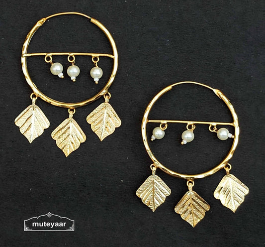 PJ- Golden Pipal Patti Bali Earrings J0534 | Traditional Punjabi Baliyaan | Punjabi Bridal Jewellery