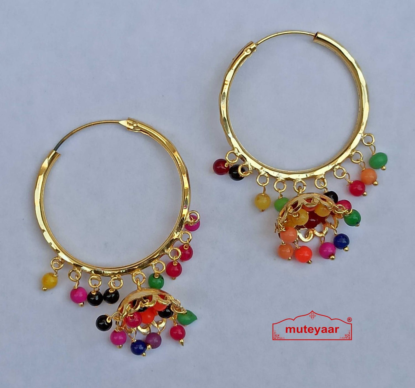 Multicolour Punjabi Bali Earrings J0543 – Handcrafted 1.5 Inch Vibrant Bali