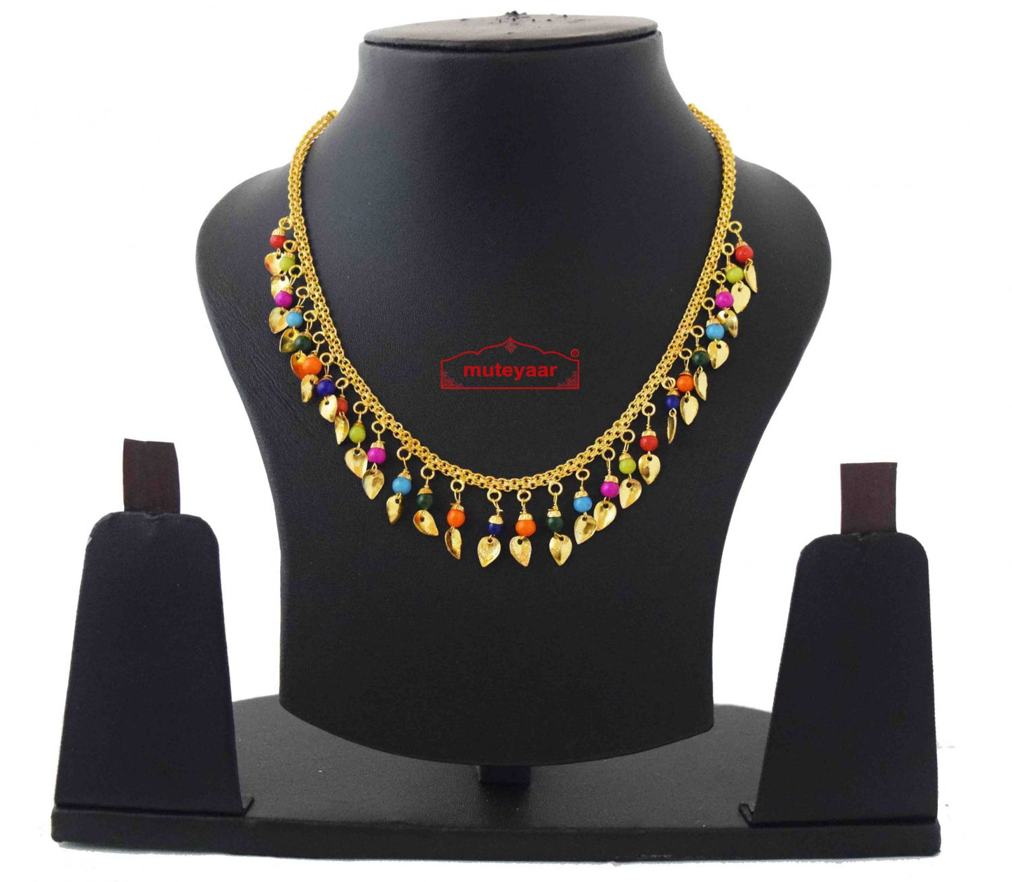 Multicolour Beads Chain J0593 | Punjabi Golden Patti Multipurpose Necklace