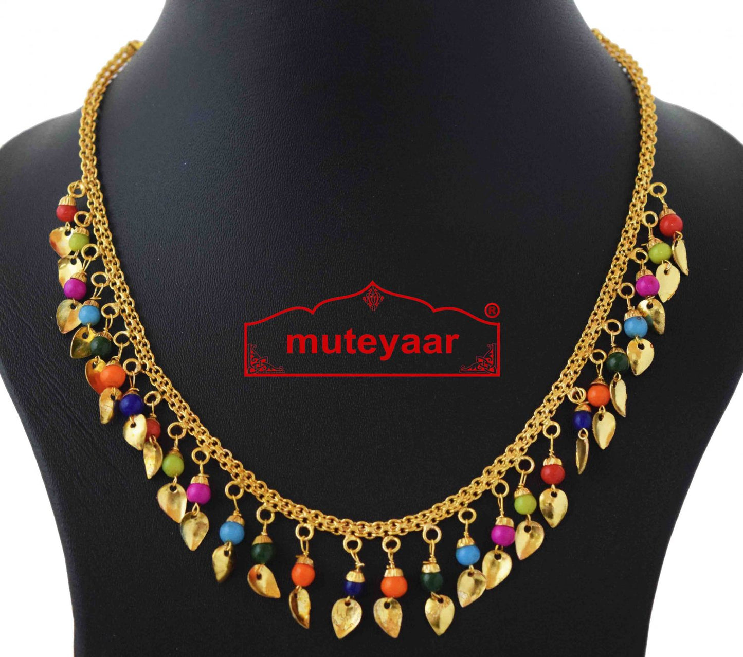 Multicolour Beads Chain J0593 | Punjabi Golden Patti Multipurpose Necklace