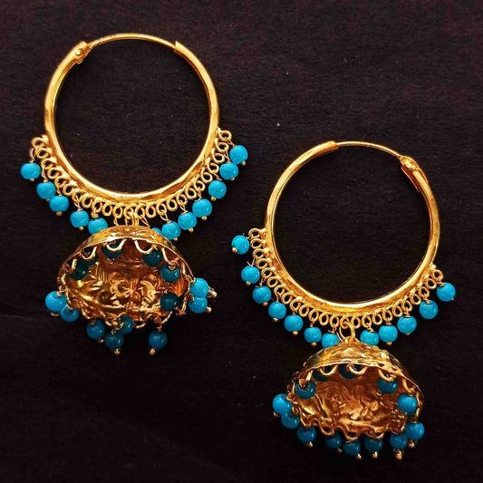 Lotan Bali with Firozi Beads J0601 | Ethnic Punjabi Traditional Earrings