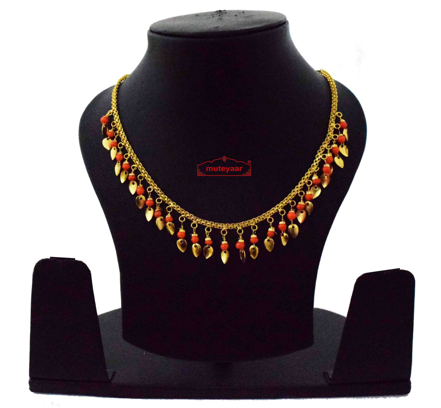 Chain with Orange Beads & Golden Patti Leaves J0619 – Multipurpose Punjabi Chain