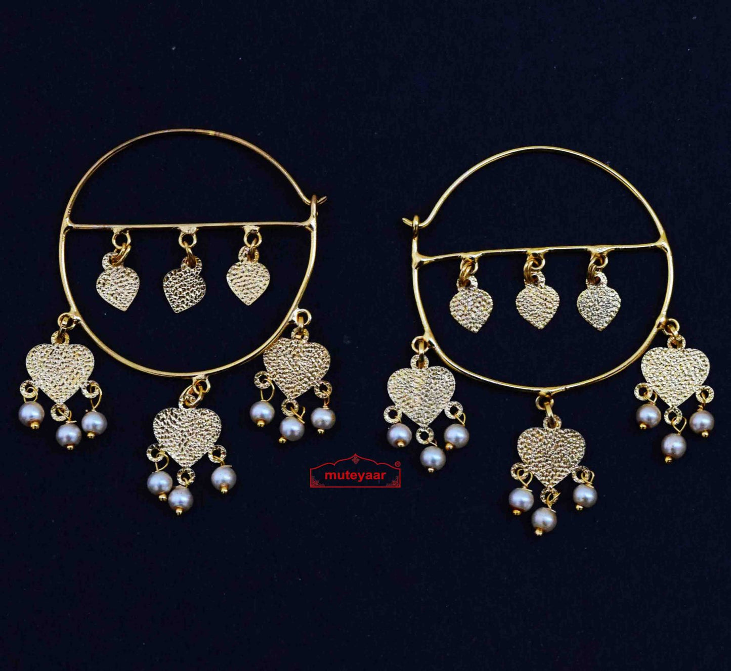Golden Punjabi Bali Earrings J0631 – Lightweight Traditional Design Bali