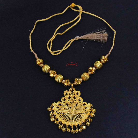 PJ- Peacock Kentha J0647 – Golden Punjabi Necklace with Ghungroo | Bhangra Jewellery | Punjabi Bridal Jewellery