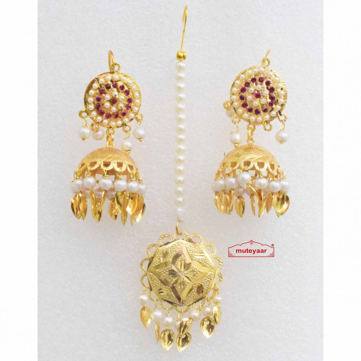 PJ- Lotan Jhumki Tikka Earrings Set J0651 – Punjabi Tikka Jewellery Set | Punjabi Bridal Jewellery