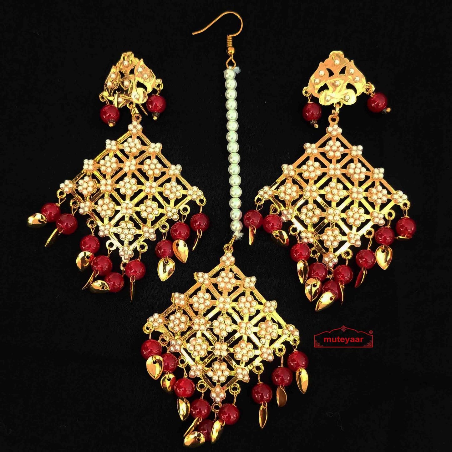 Red Jadau Tikka Set J0662