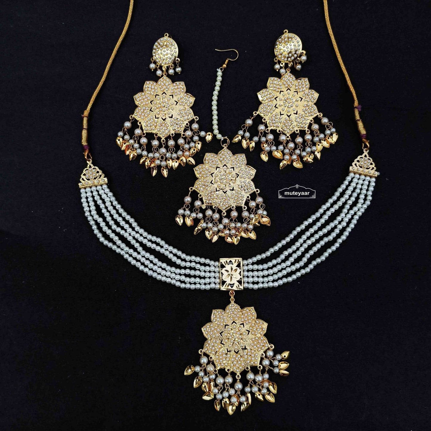 Star Design Jadau Set J0663 | Lightweight Punjabi Imitation Jewellery