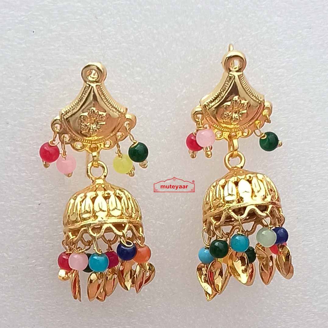 Multicolour Jhumki Earrings J0695 – Traditional Punjabi Muteyaar Look 1.5 Inch