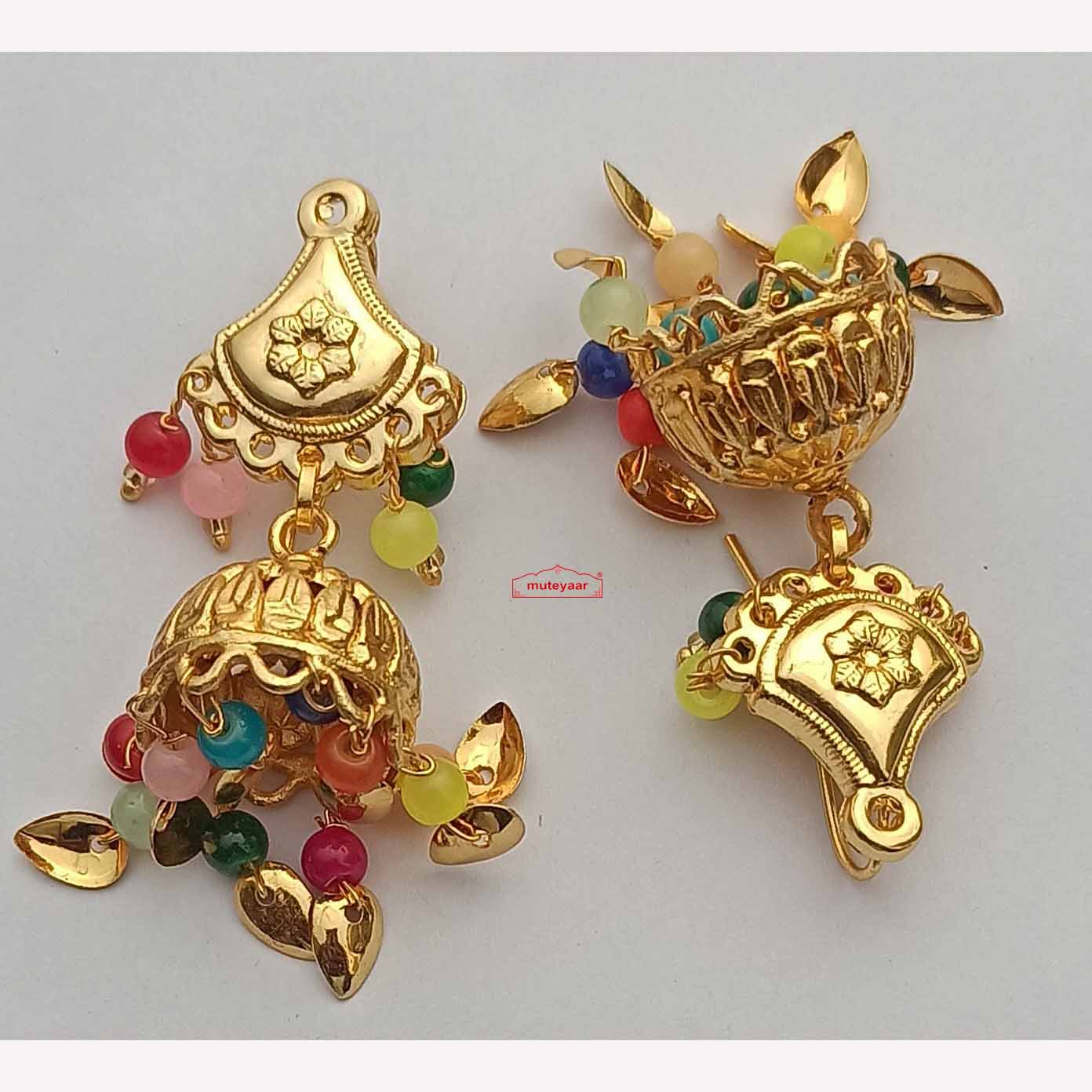 Multicolour Jhumki Earrings J0695 – Traditional Punjabi Muteyaar Look 1.5 Inch