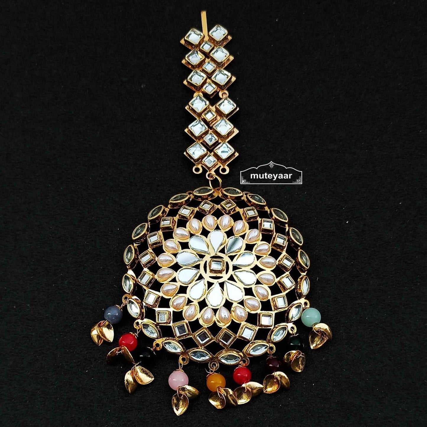 Big Mirror Work Maang Tikka J0705 | Punjabi Tikka Jewellery