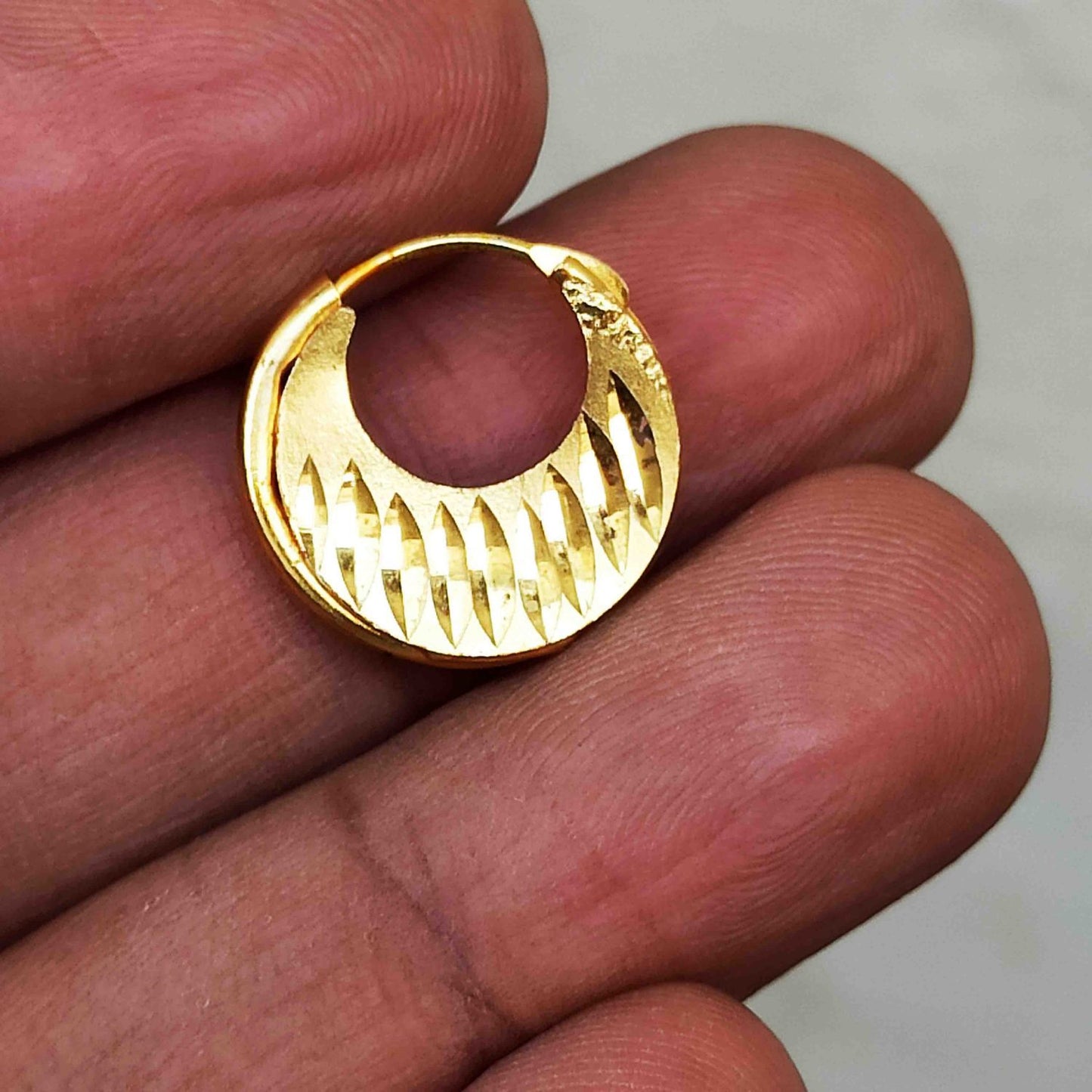 Small Bali for Men J0713 – Golden Punjabi Singer Style Earring 1.5 cm