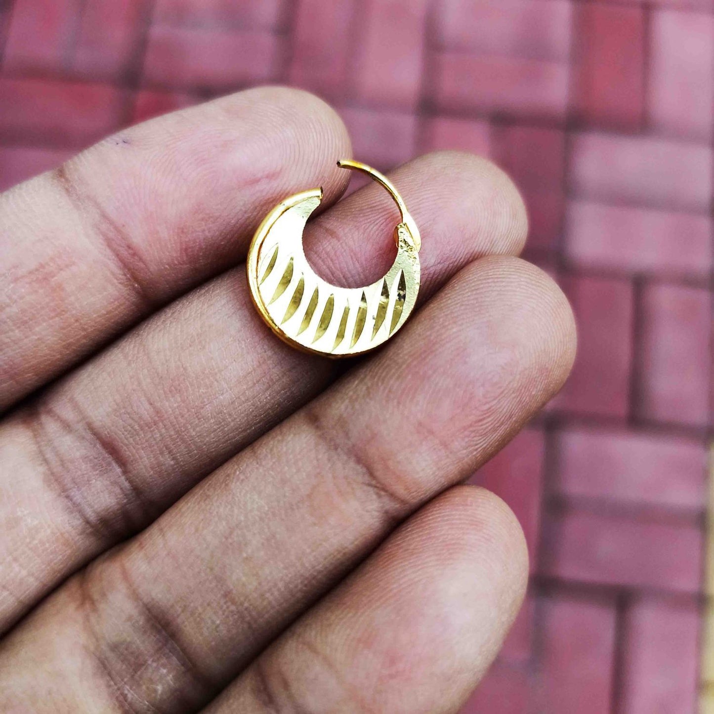 Small Bali for Men J0713 – Golden Punjabi Singer Style Earring 1.5 cm