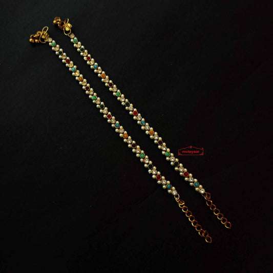 PJ- Jhanjar Payal Panjeb J0714 – Multicolour Nupur | Punjabi Anklets Pair | Punjabi Bridal Jewellery