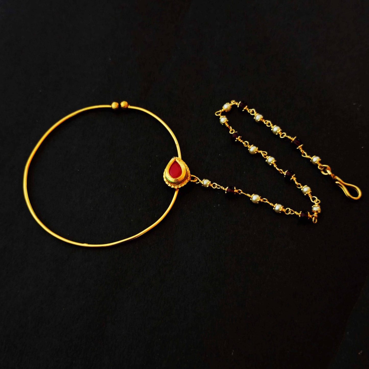 Designer Jadau Big Nath Nose Pin J0728