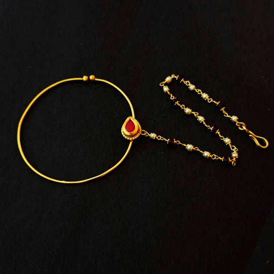PJ- Big Jadau Nath Nose Pin J0728 – Designer Punjabi Bridal Nath | Punjabi Bridal Jewellery