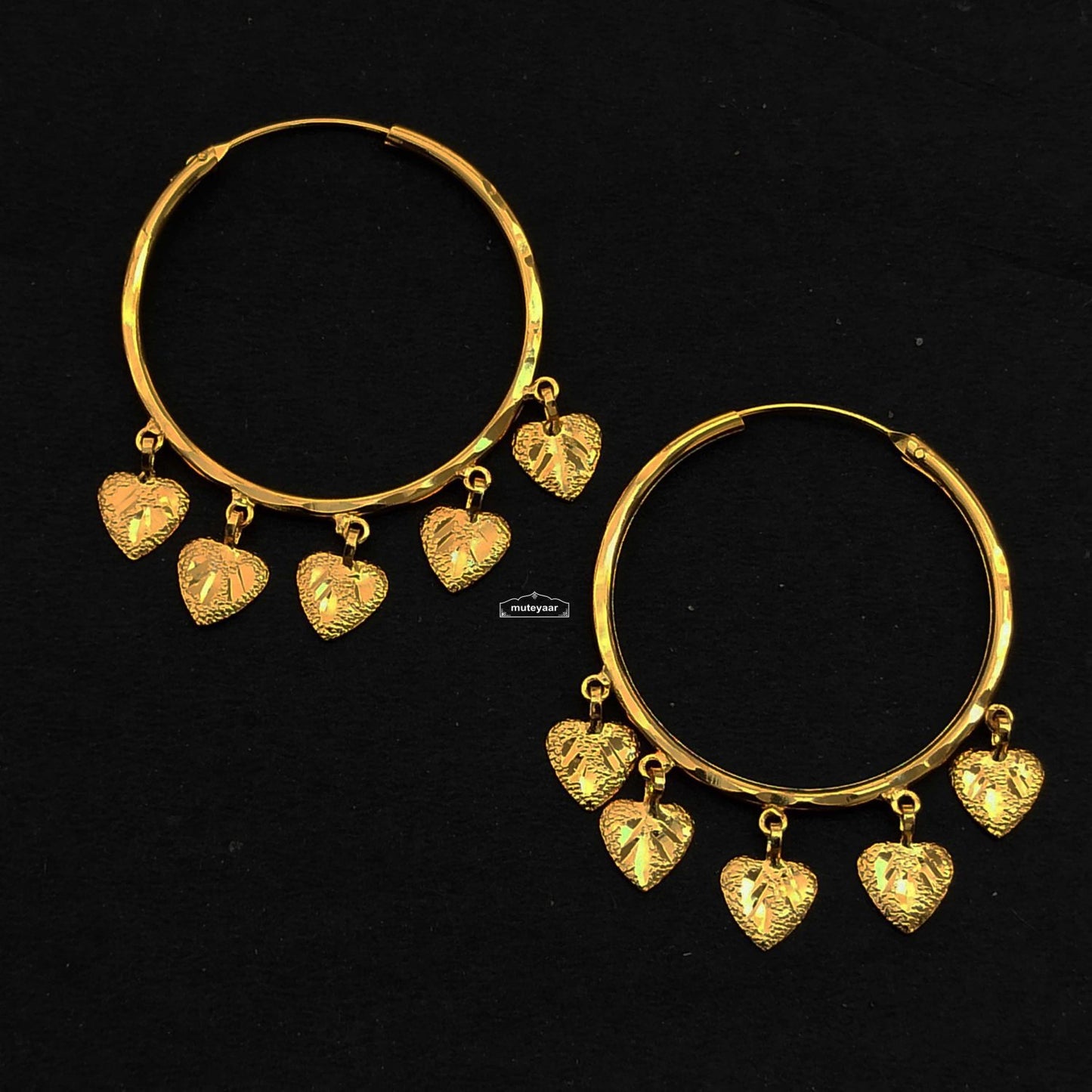 Pipal Patti Bali Earrings J0742 – Gold Polish Peepal Leaf Punjabi Bali 2 Inch