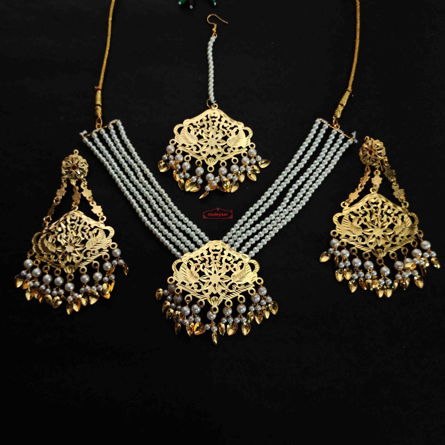 Punjabi MotiHaar Set J0765 – Traditional Necklace Earrings Maang Tikka Jewellery