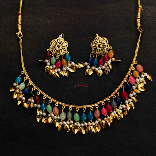PJ- Traditional Punjabi Necklace Earrings Set J0767 – Multicolour Imitation Jewellery | Punjabi Bridal Jewellery