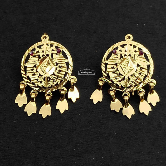 PJ- Small Earring Tops J0771 – Sober Lightweight Punjabi Tops Real Gold Look 2 cm | Punjabi Bridal Jewellery