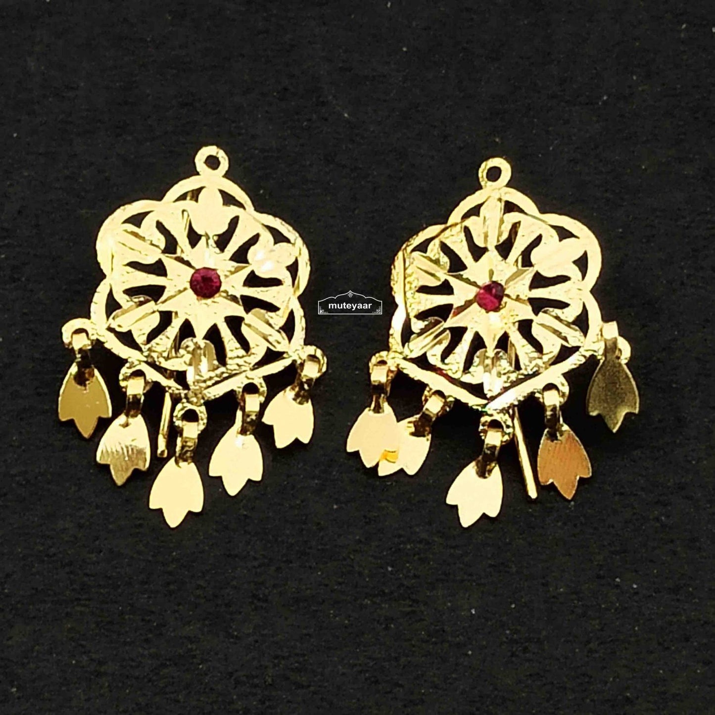 Small Earring Tops J0772 | Real Gold Look Punjabi Artisan Tops 2 cm