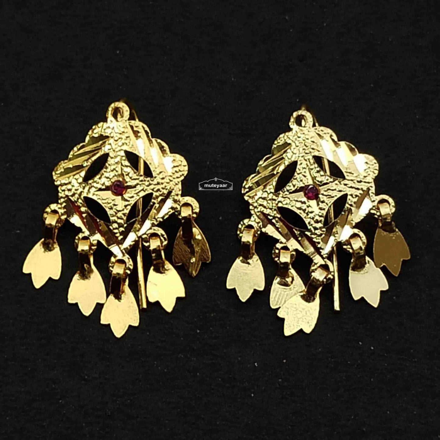 Small Earring Tops J0773 – Lightweight Real Gold Look Punjabi Tops 2 cm