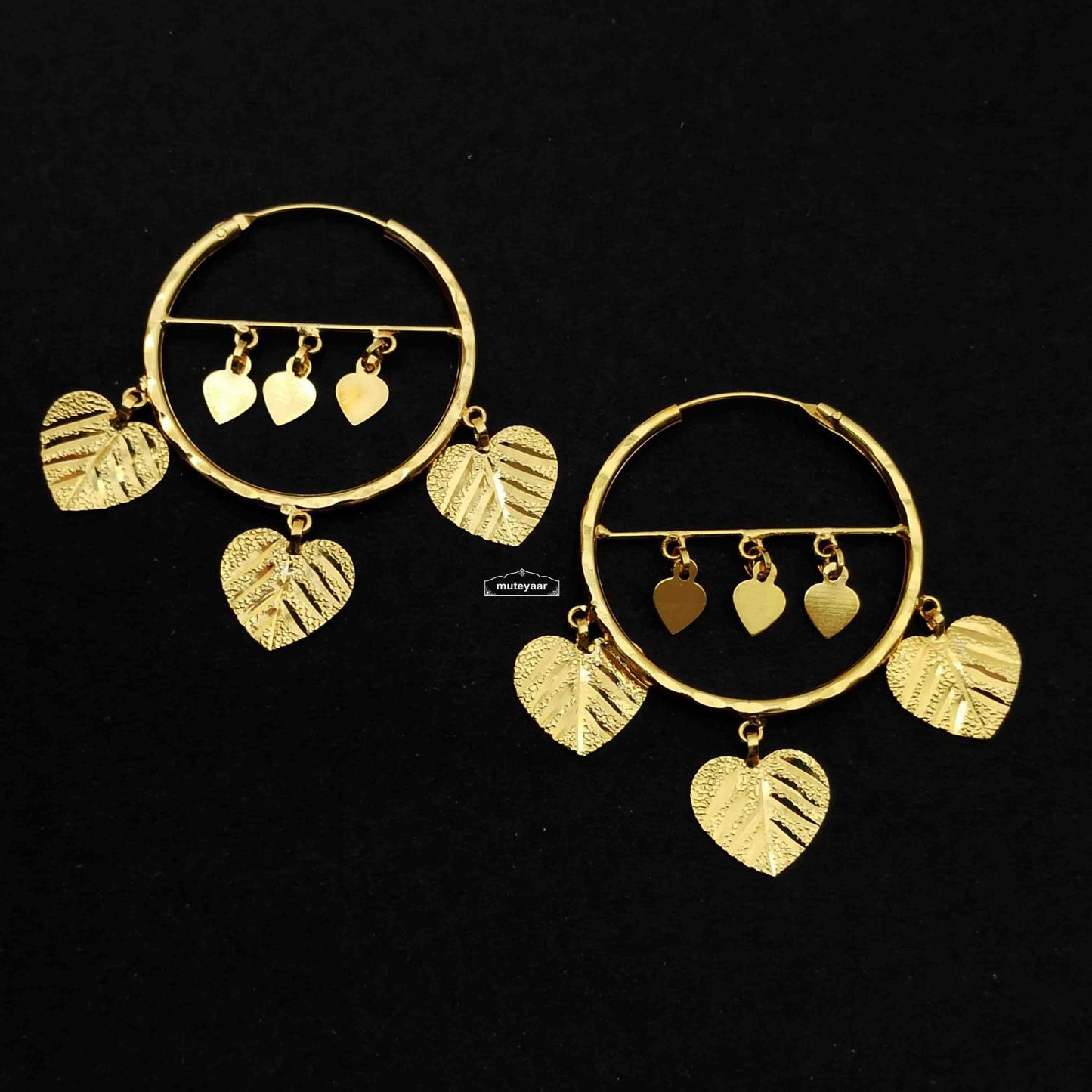 Pipal Patti Earrings Bali J0776 – Real Gold Look Punjabi Bali 2 Inch