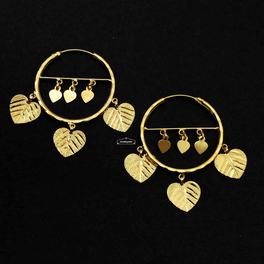 PJ- Pipal Patti Earrings Bali J0776 – Real Gold Look Punjabi Bali 2 Inch | Punjabi Bridal Jewellery