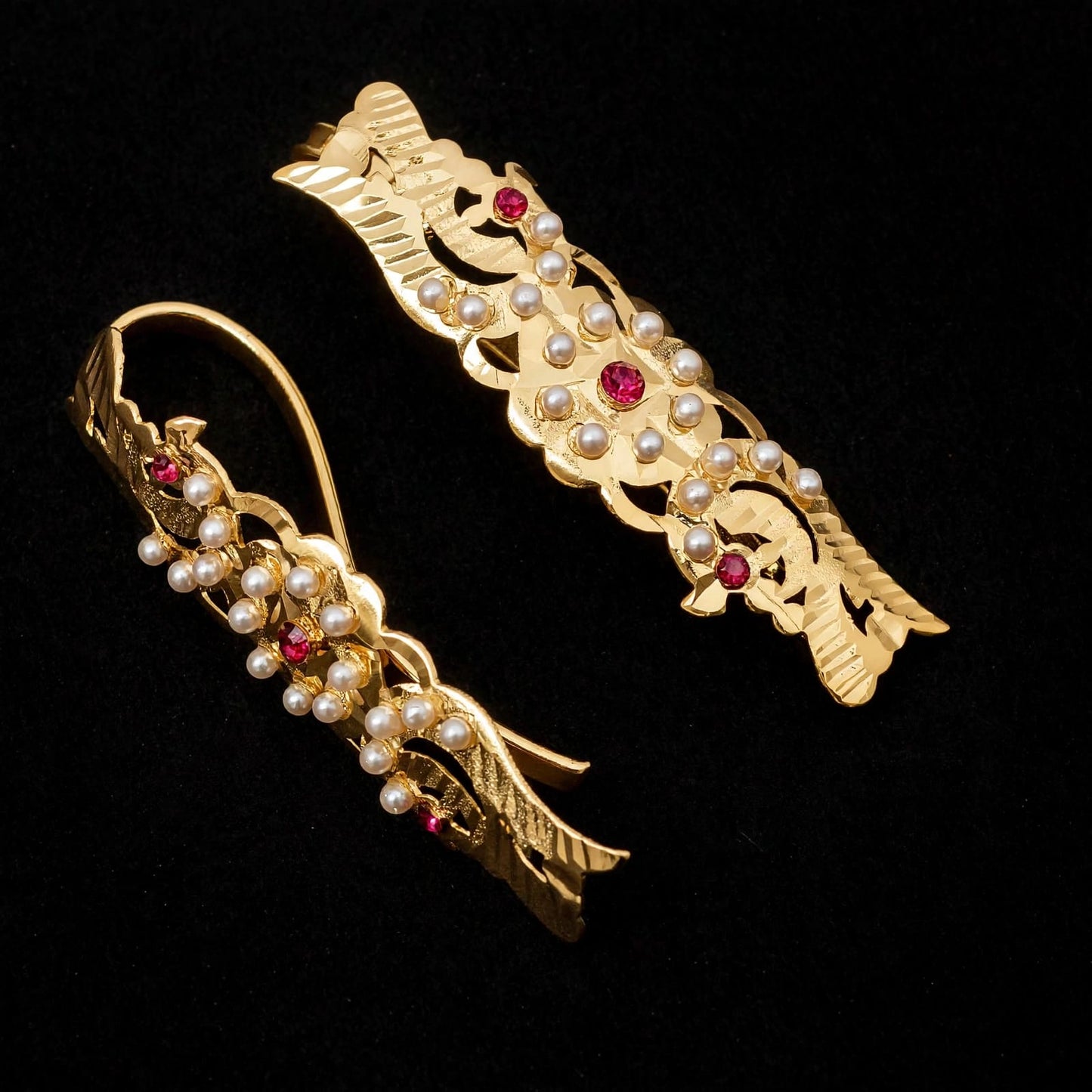 Slim Golden Polish Hair Clips Jewellery Pair J0790 – Party Wear