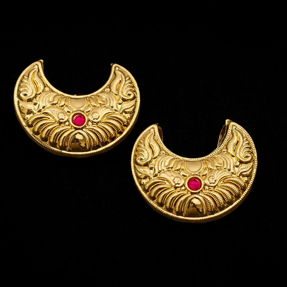 PJ- Golden Chand Hair Clips Pair J0791 – Crescent Party Wear Hair Pins | Punjabi Bridal Jewellery